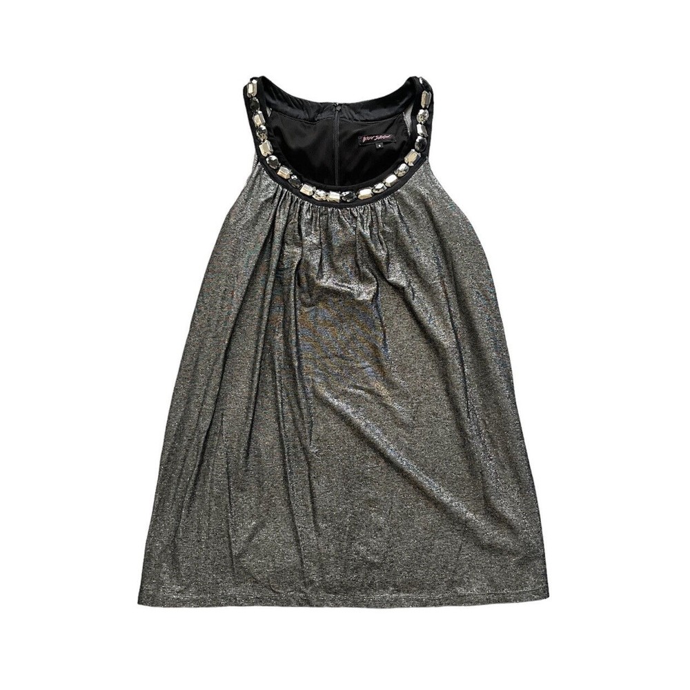 Vintage Betsey Johnson Dress Black Silver Mini Tunic